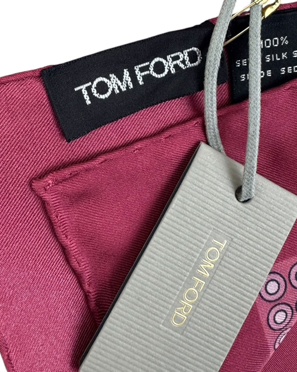 Tom Ford Silk Pocket Square Fuchsia Dots