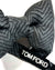 Tom Ford Linen Silk Bow Tie Gray Zig Zag