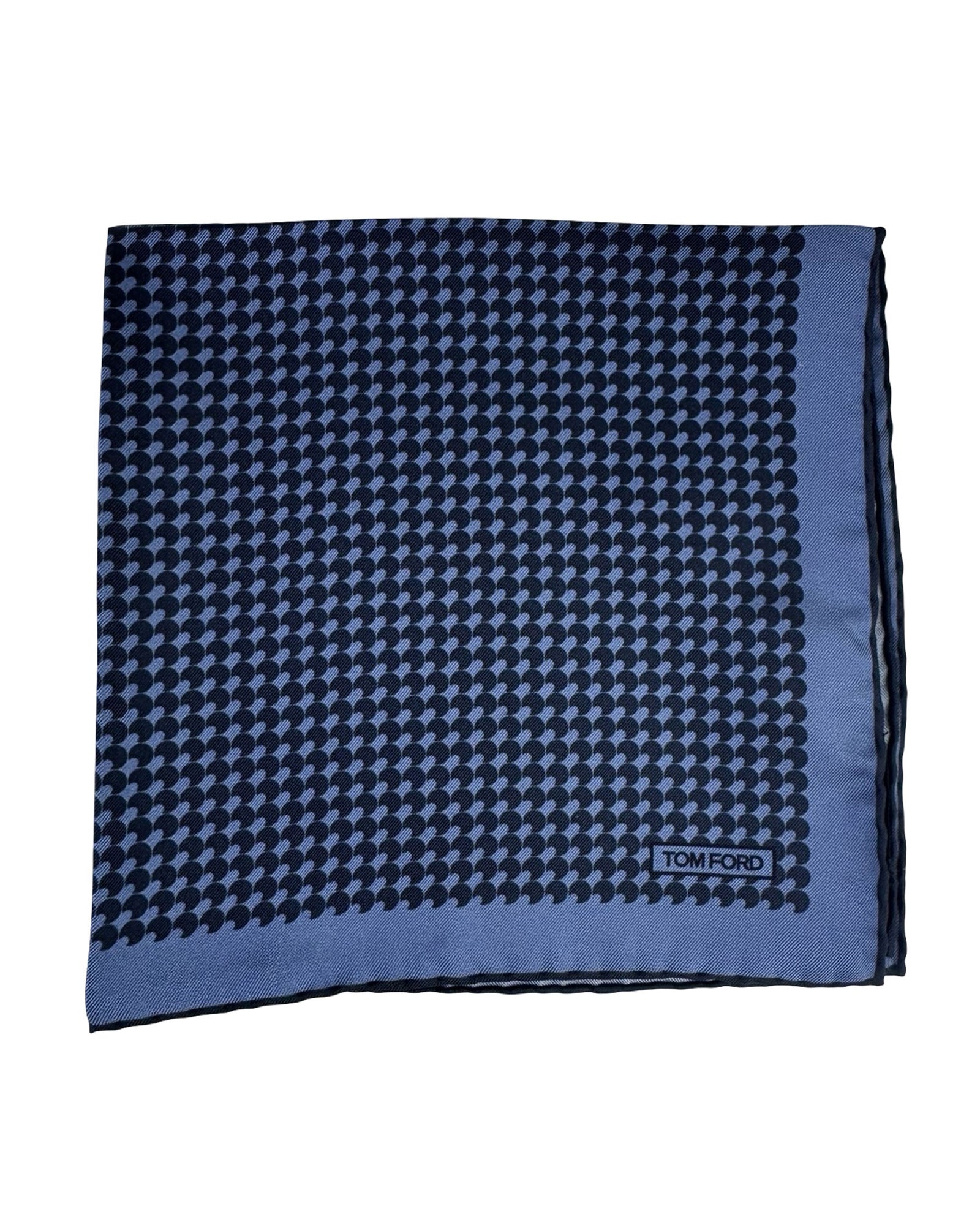 Tom Ford Silk Pocket Square Metal Blue Black Design