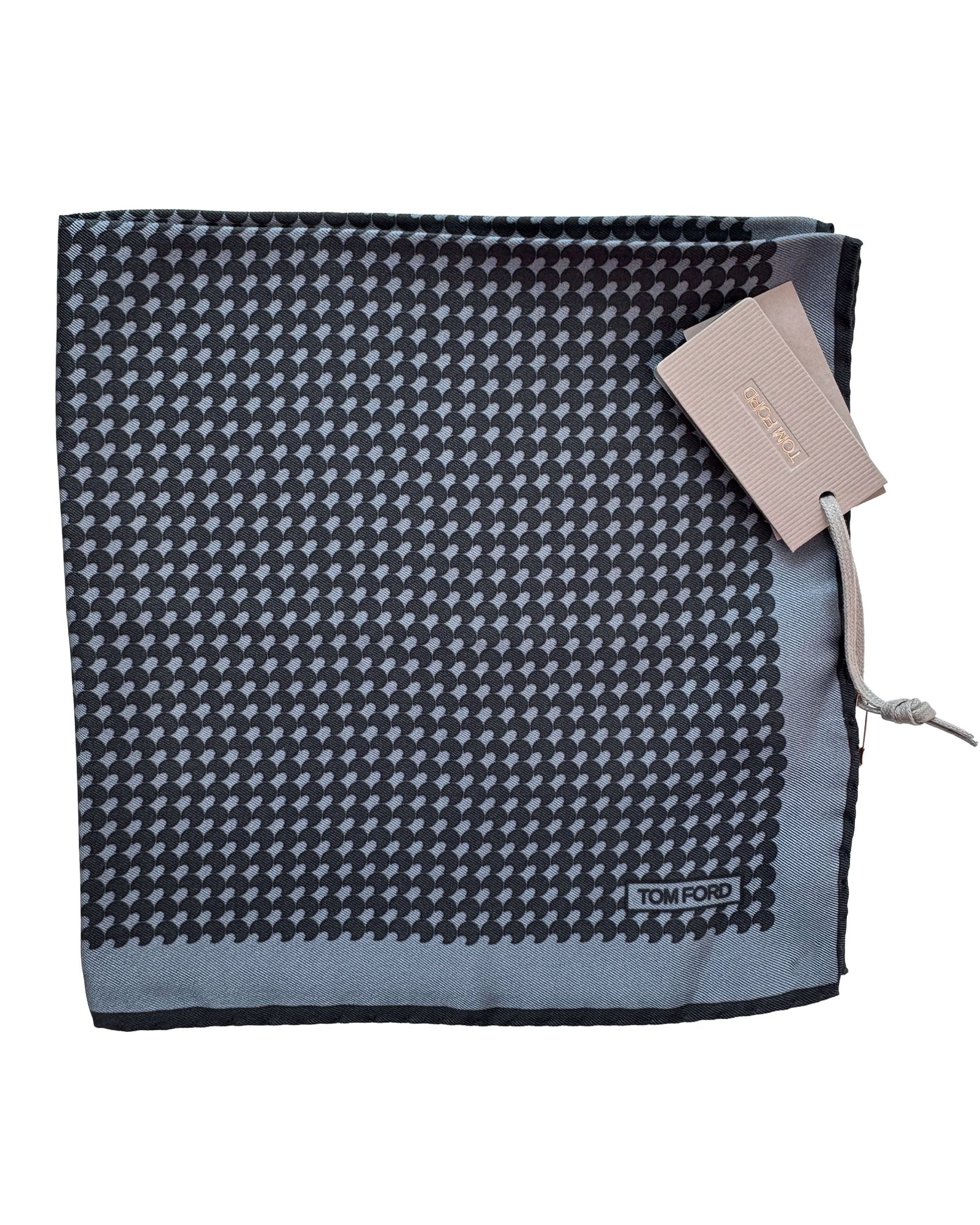 Tom Ford Silk Pocket Square Gray Black Design
