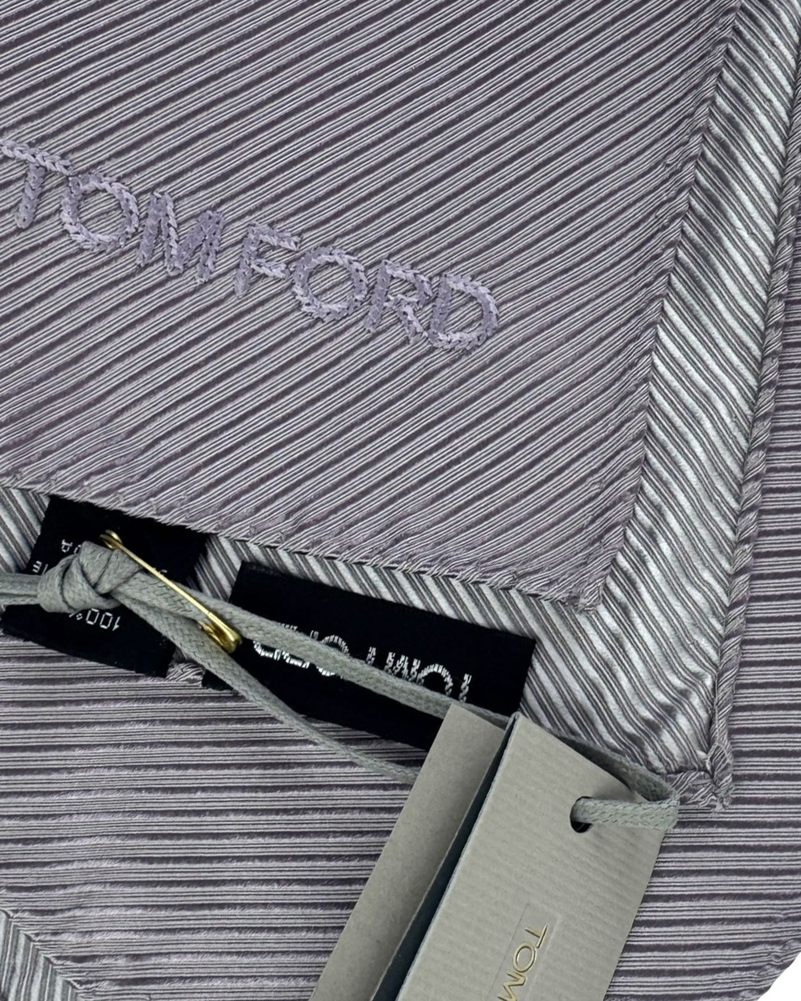 Tom Ford Silk Pocket Square Lilac Grosgrain