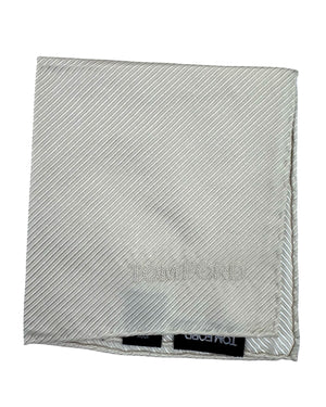 Tom Ford Silk Pocket Square Silver Grosgrain