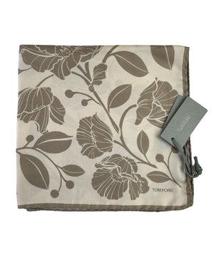Tom Ford Silk Pocket Square Gray Floral