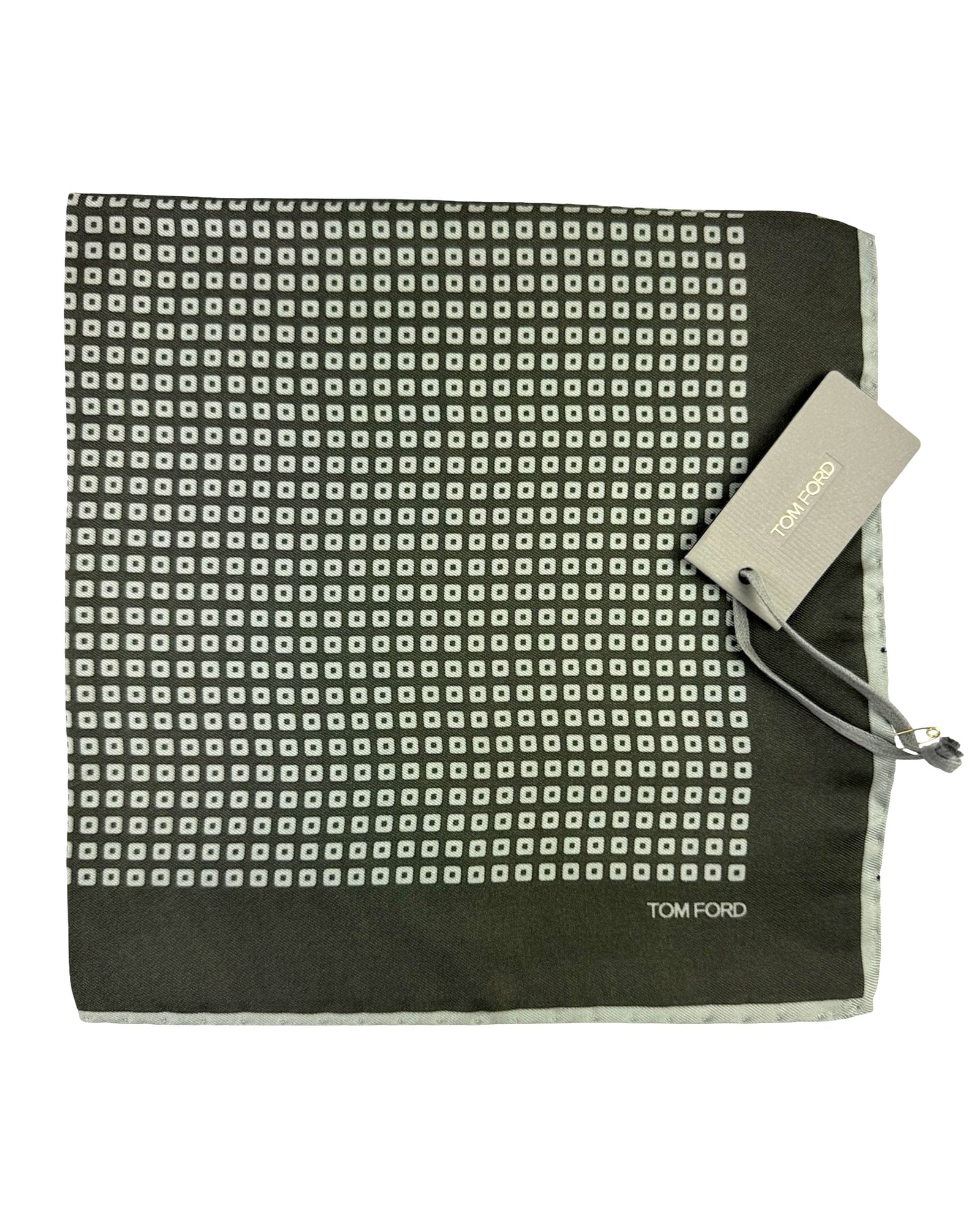 Tom Ford Silk Pocket Square Gray Geometric