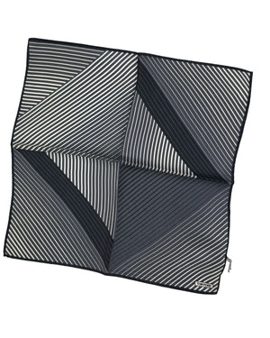 Tom Ford Silk Pocket Square Gray Black 3D Geometric Stripes Pattern