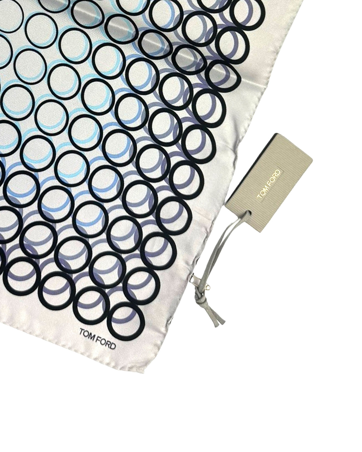 Tom Ford Silk Pocket Square Gray Circles