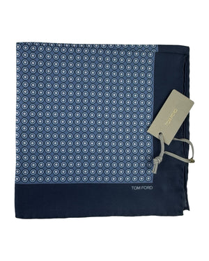 Tom Ford Silk Pocket Square Midnight Blue Gray