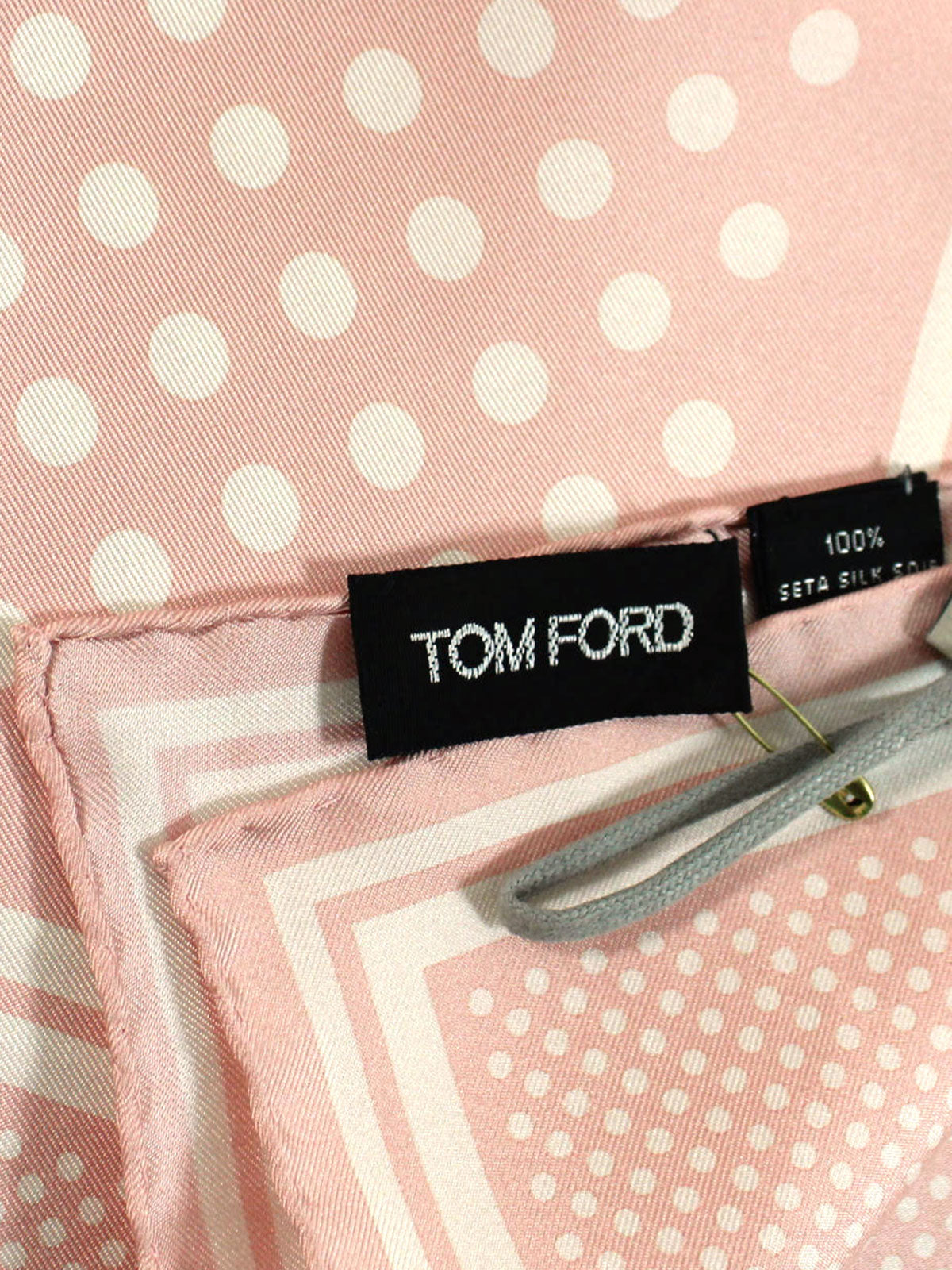 Tom Ford Silk Pocket Square Pink Dots