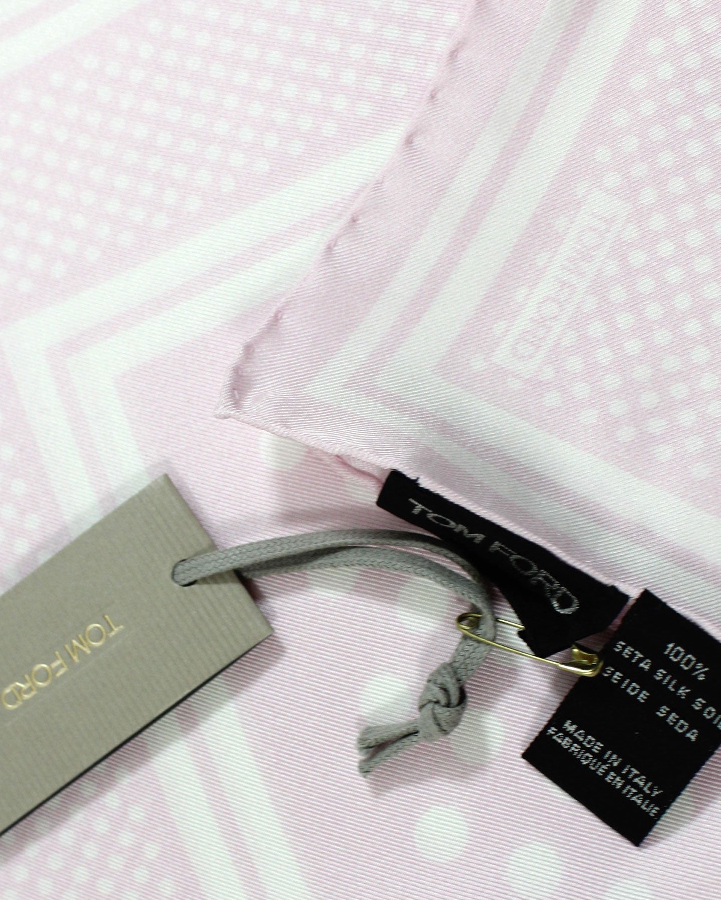 Tom Ford Silk Pocket Square Pink Dots Design