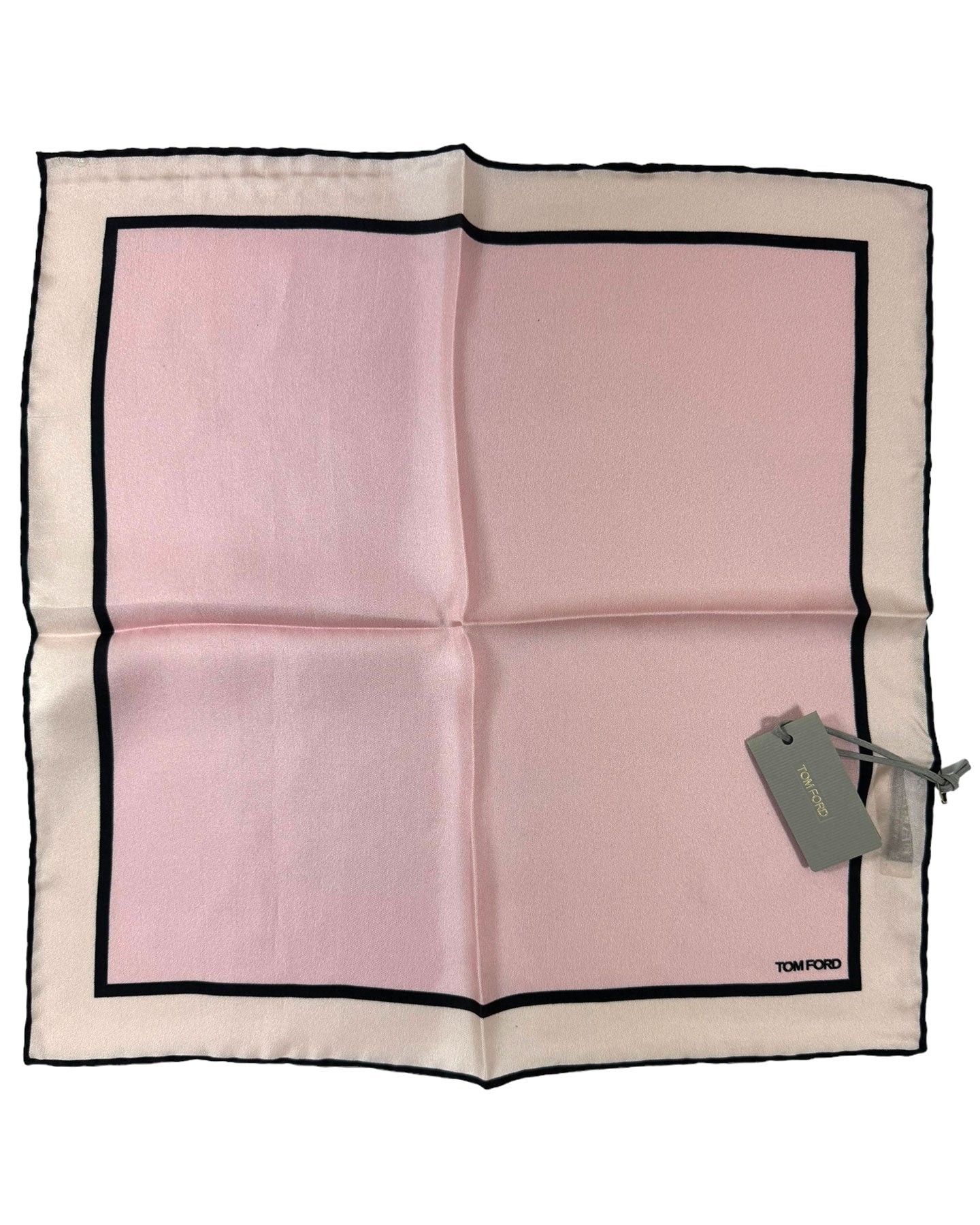 Tom Ford Silk Pocket Square Pink Taupe With Black Edge