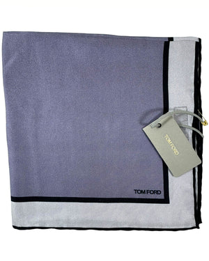 Tom Ford Silk Pocket Square Gray Silver With Black Edge