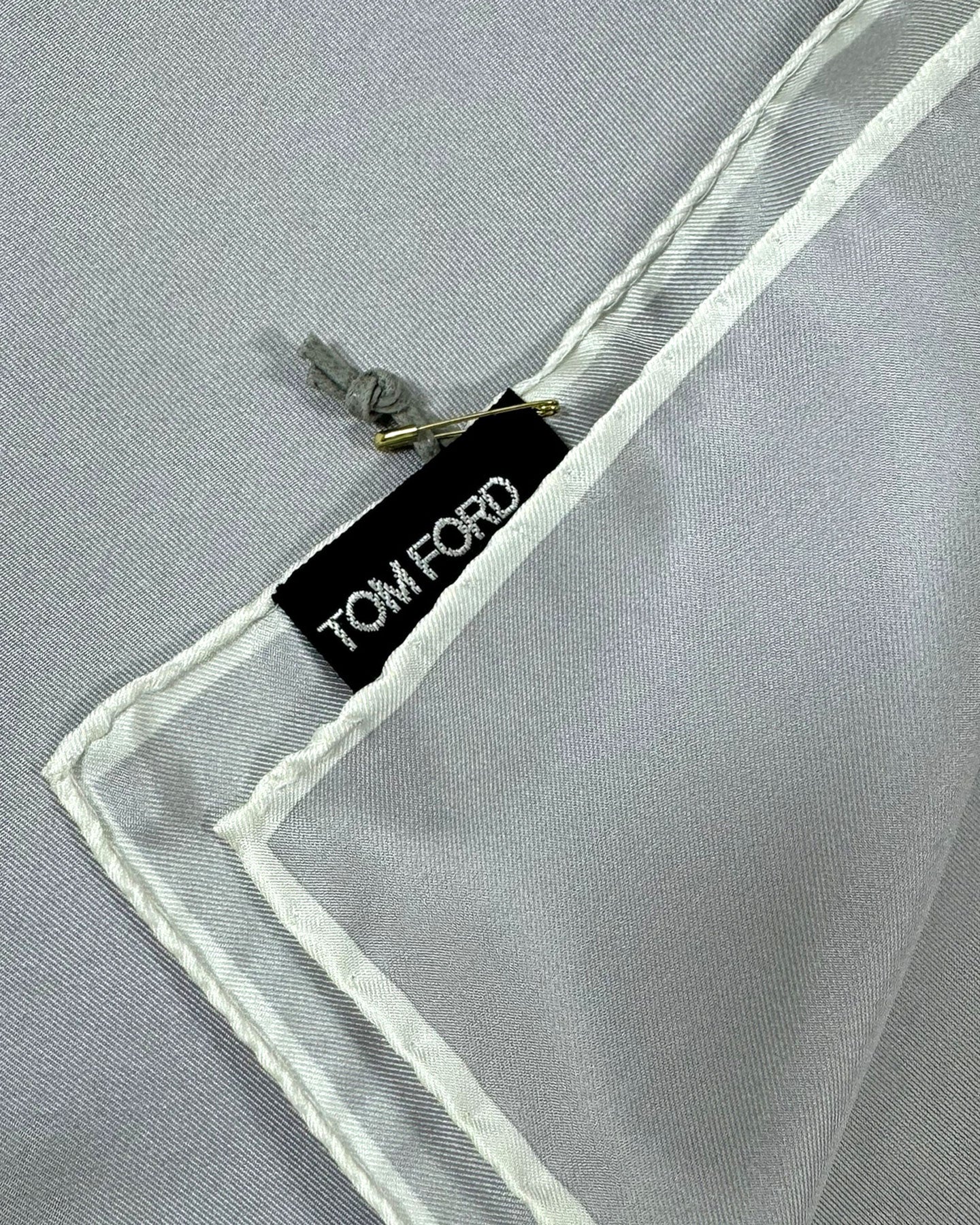 Tom Ford Silk Pocket Square Gray Solid