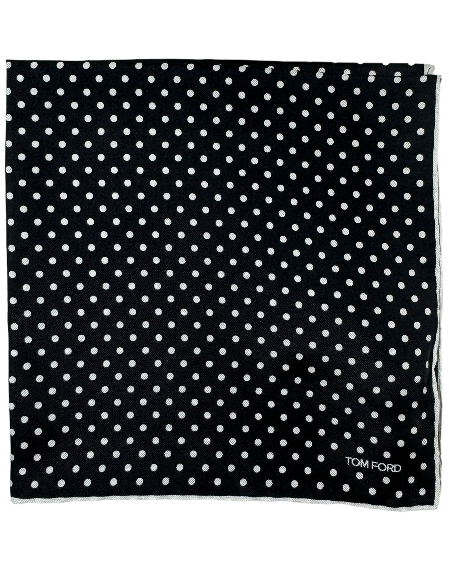 Tom Ford Silk Pocket Square Black White Dots