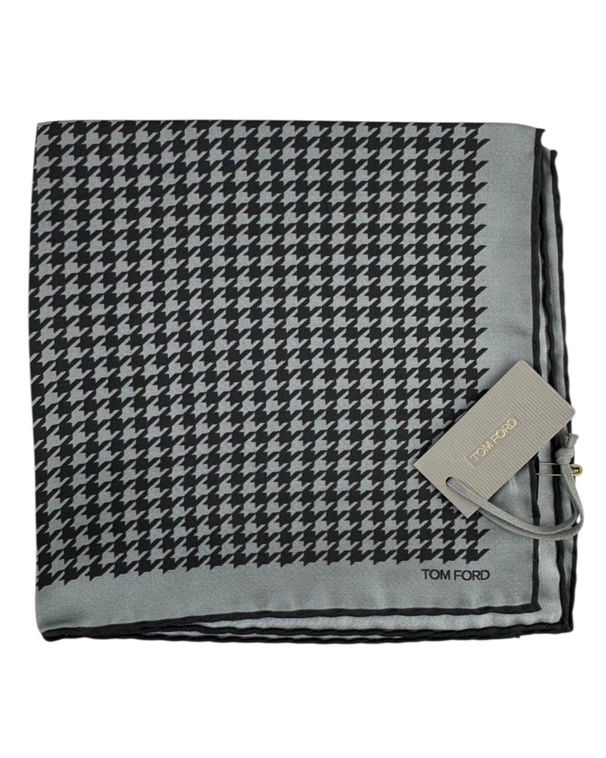 Tom Ford Pocket Square Gray Black Houndstooth