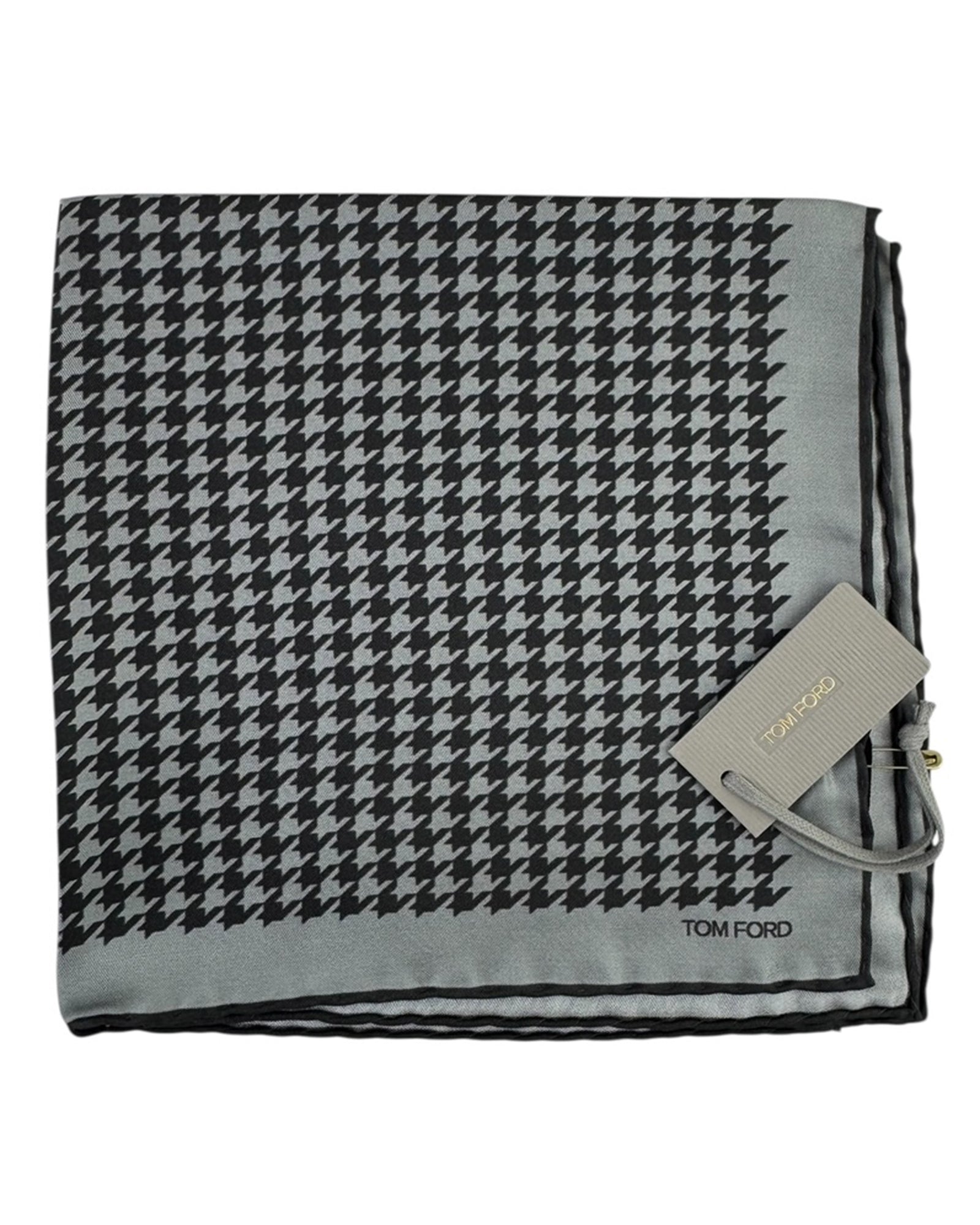 Tom Ford Pocket Square Gray Black Houndstooth