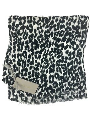 Tom Ford Scarf Gray Black Leopard Design