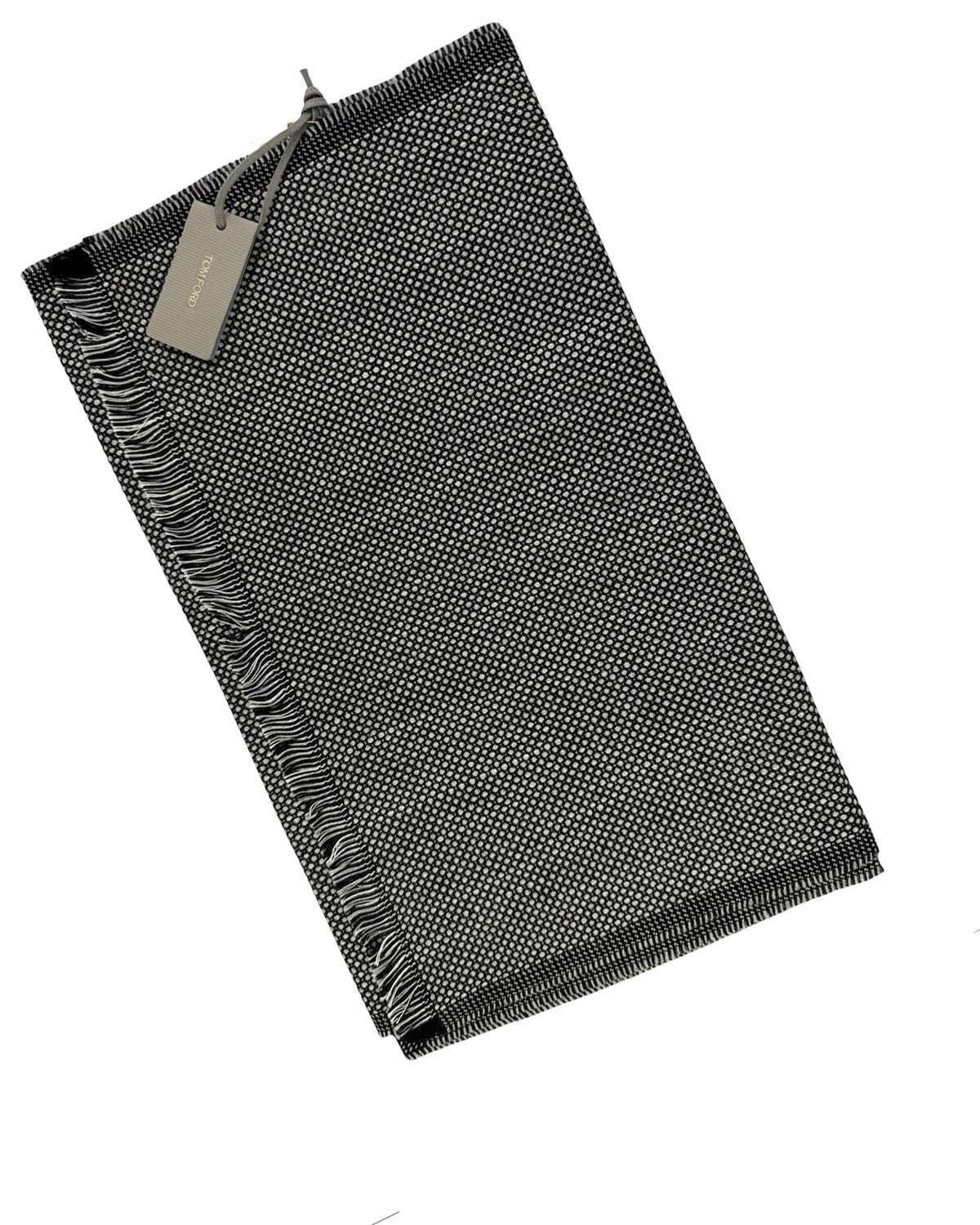 Tom Ford Scarf Black Silver - Wool Silk