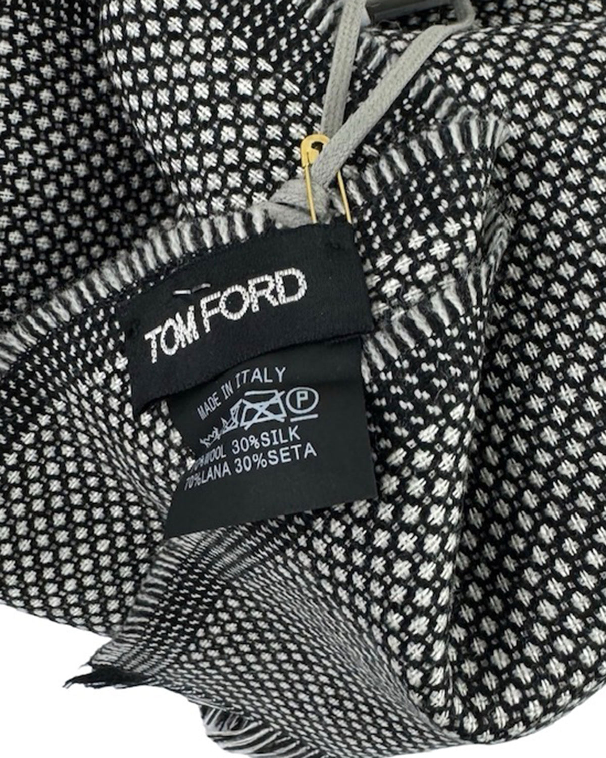 Tom Ford Scarf Black Silver - Wool Silk
