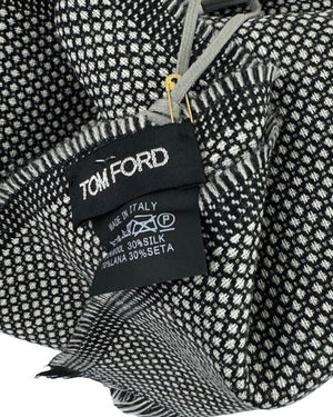 Tom Ford Scarf Black Silver - Wool Silk