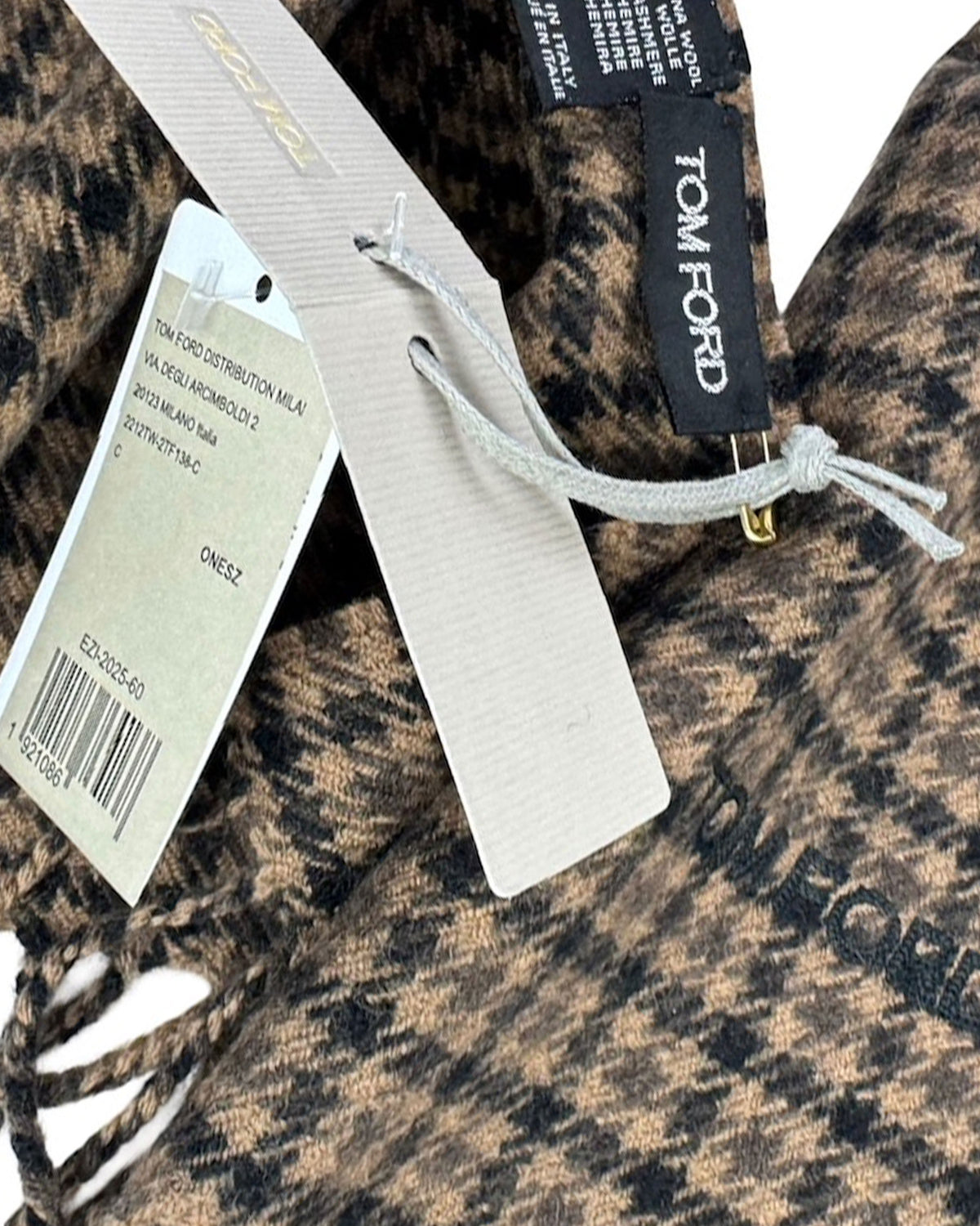 Tom Ford Scarf Brown Check - Wool Cashmere