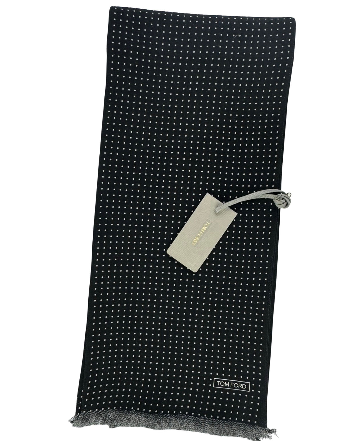 Tom Ford Scarf Black Silver Dots Design - Wool Shawl Men Collection