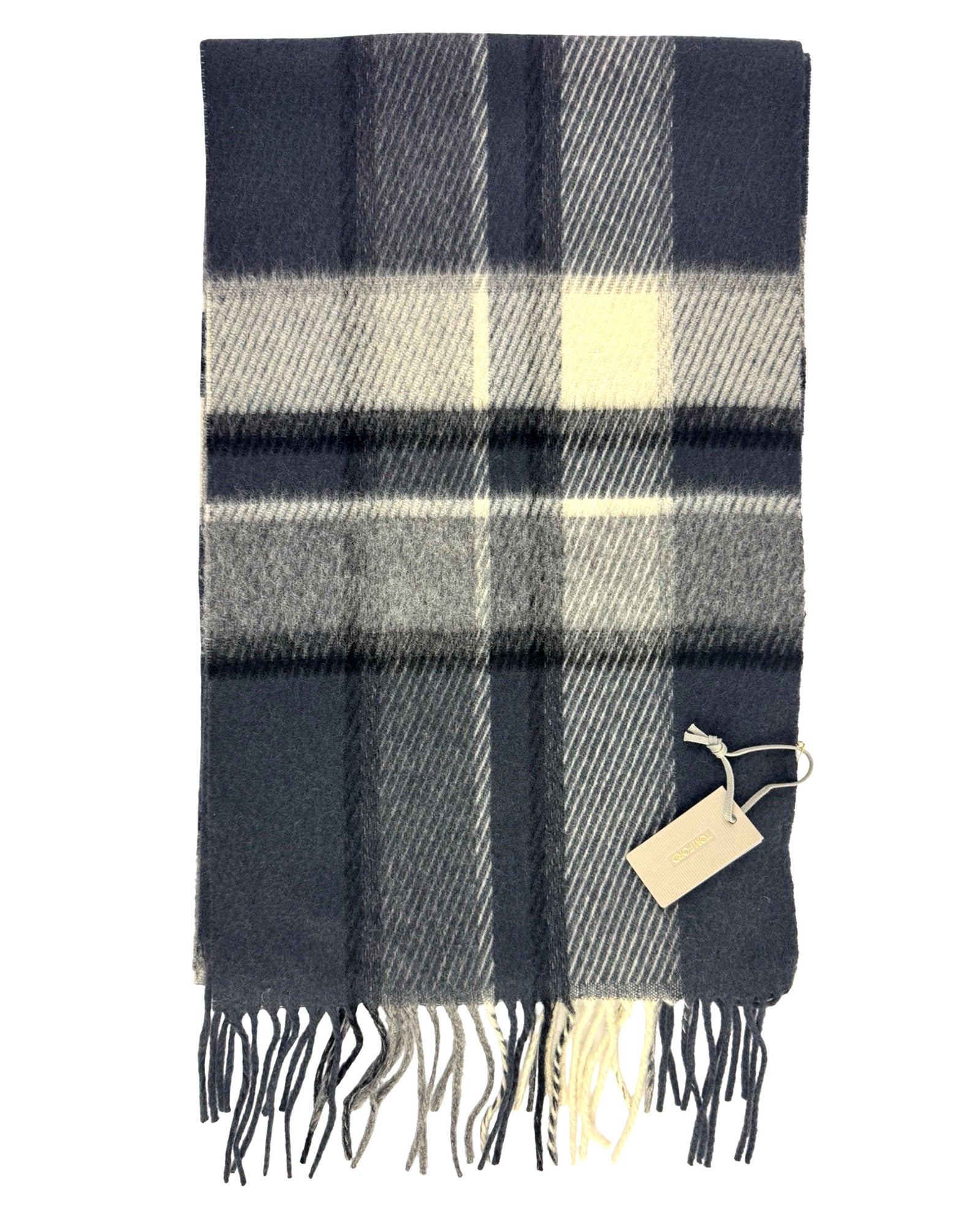 Tom Ford Scarf Gray Check Plaid - Cashmere Men Shawl
