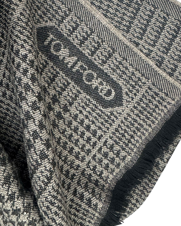 Tom Ford Wool Scarf Glen Check Gray - Tie Deals