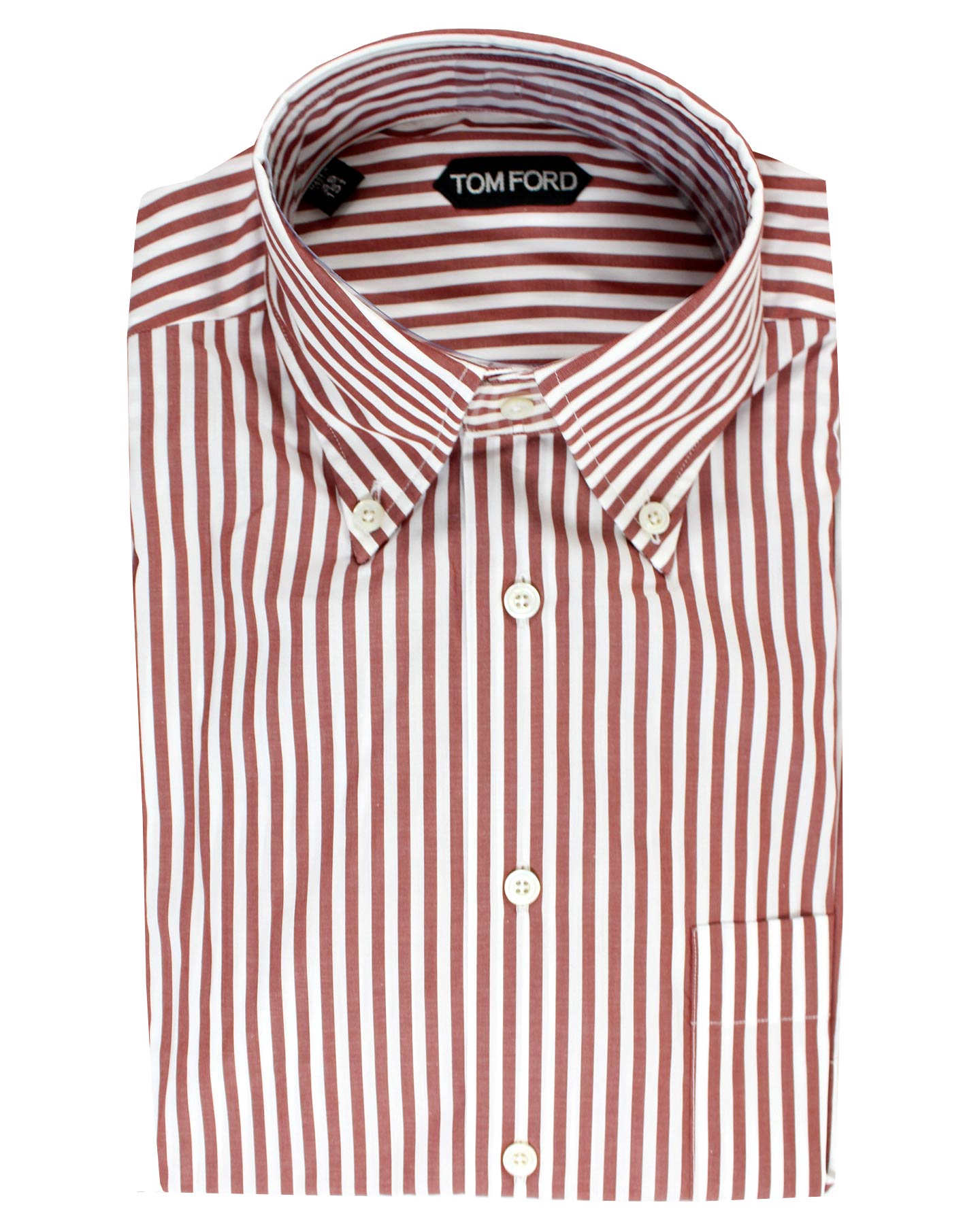 tom ford dress shirts Tom Ford Button-Down Shirt White Maroon Stripes 39 - 15 1/2 BLACK FRID