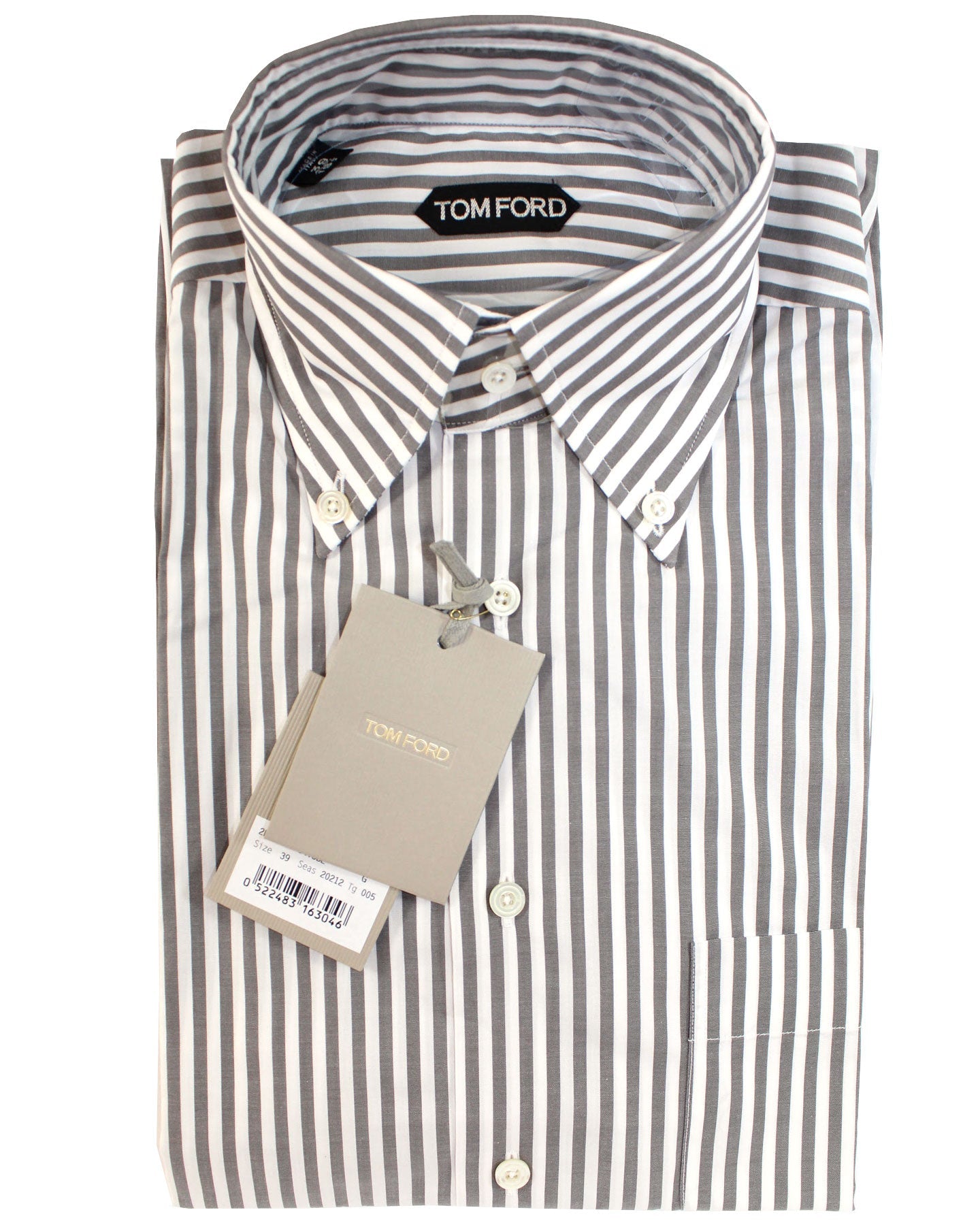 Tom Ford Button-Down Shirt Gray White Stripes Modern Fit 39 - 15 1/2 S - Tie Deals Tom Ford Button-Down Shirt Gray White Stripes Modern Fit 39 - 15 1/2 S - Tie Deals