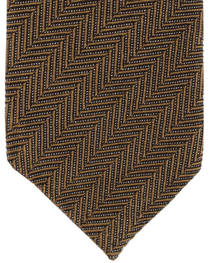 Tom Ford Silk Cotton Tie Brown Herringbone