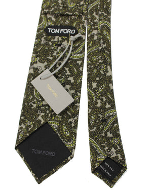 Silk Tie Gray Forest Green Paisley SALE