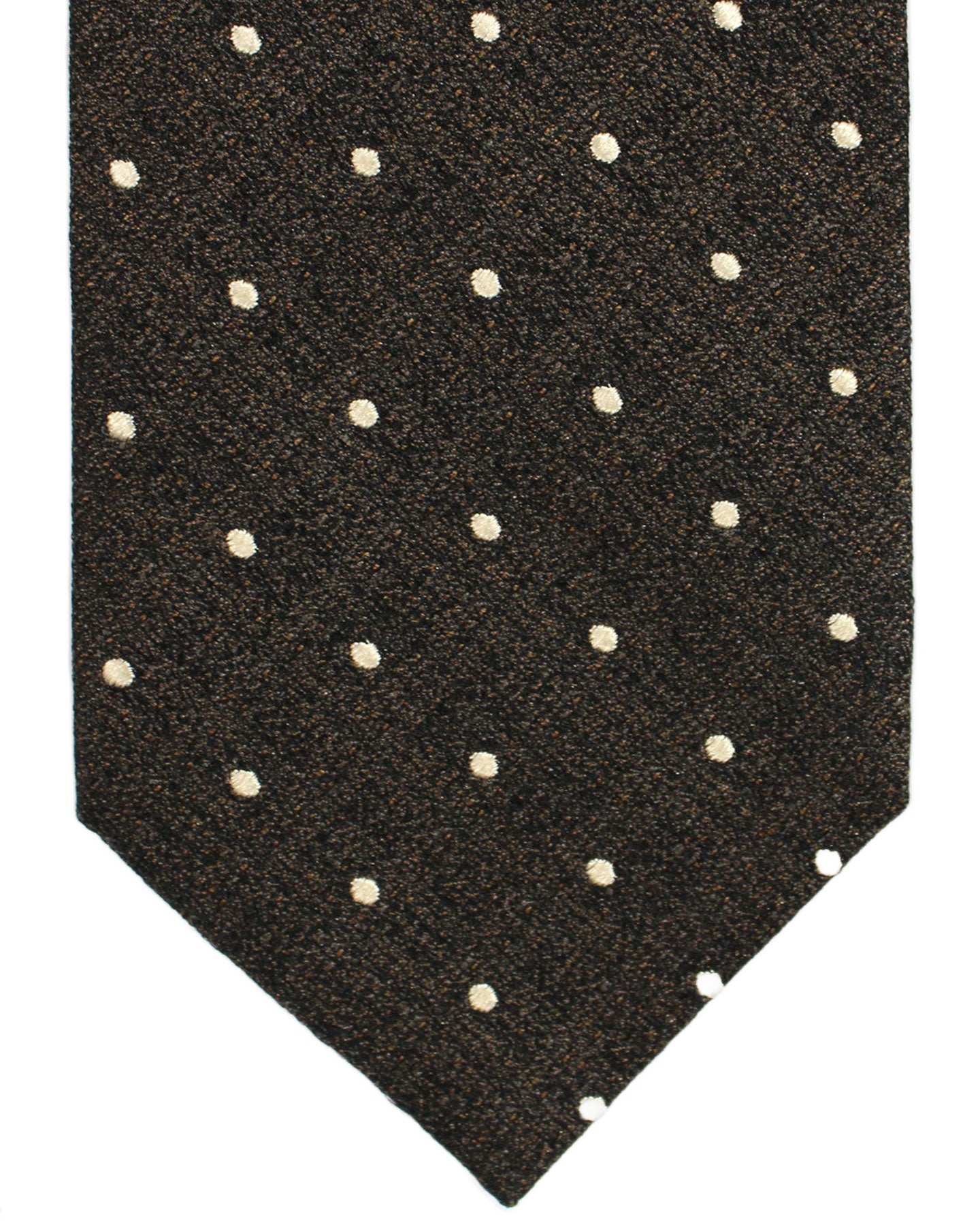 Tom Ford Silk Necktie Brown Black Dots