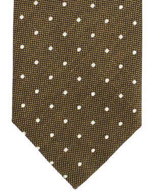 Tom Ford Silk Linen Necktie Brown Dots