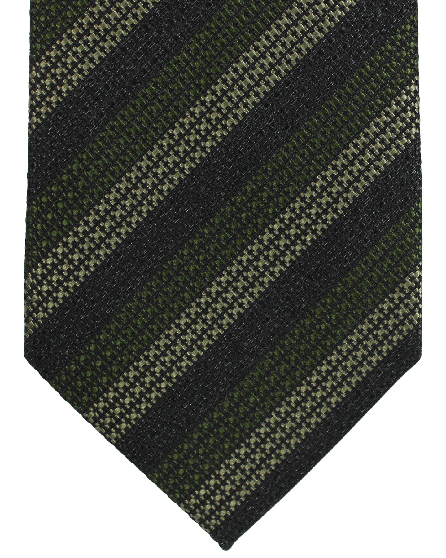 Tom Ford Silk Tie Dark Green Gray Pattern Stripes