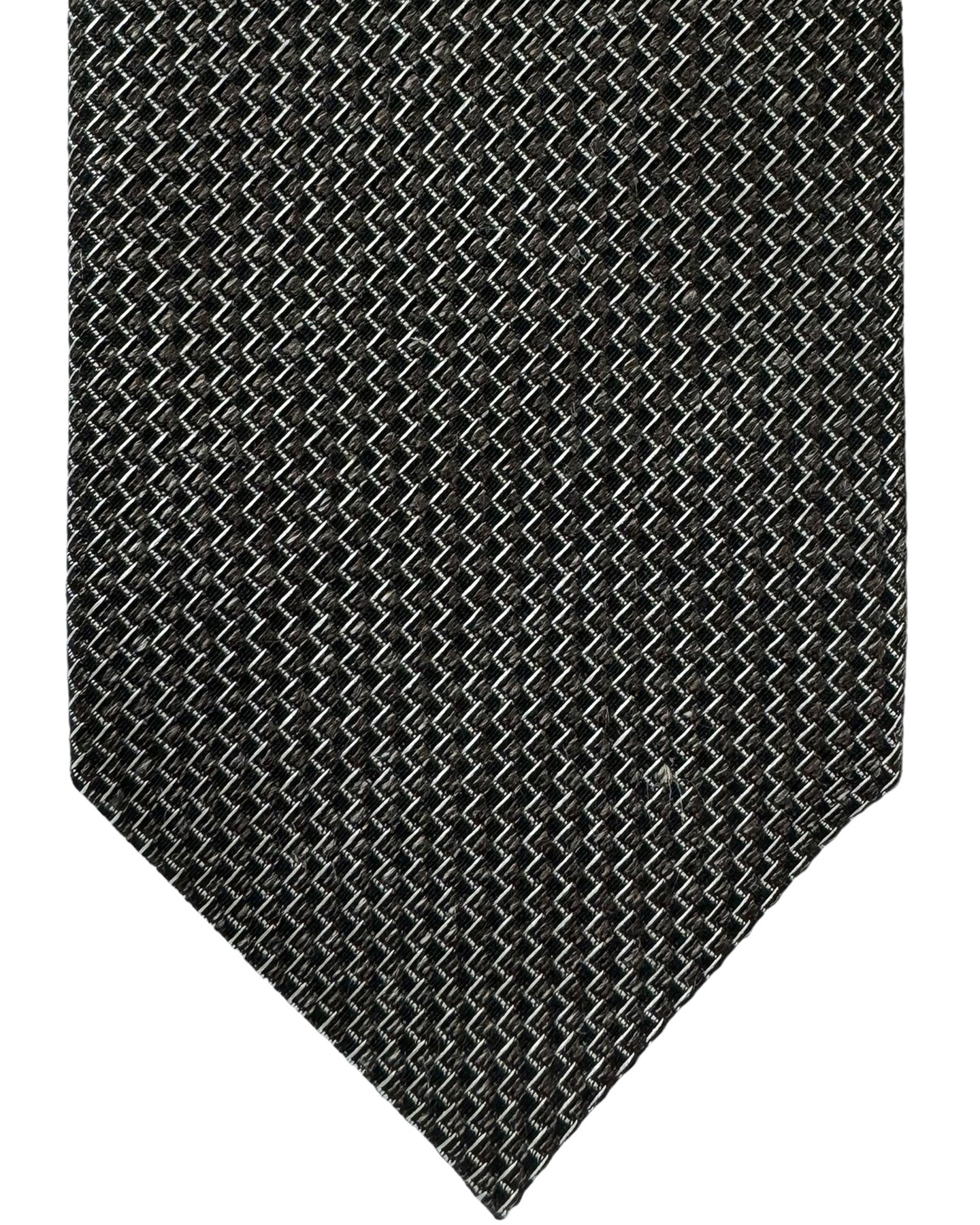 Tom Ford Black top & Silver Checkered Abstract Silk Tie