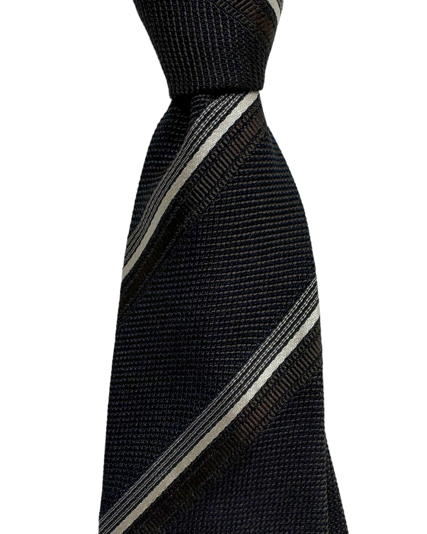 Tom Ford Tie Black Brown Silver Stripes