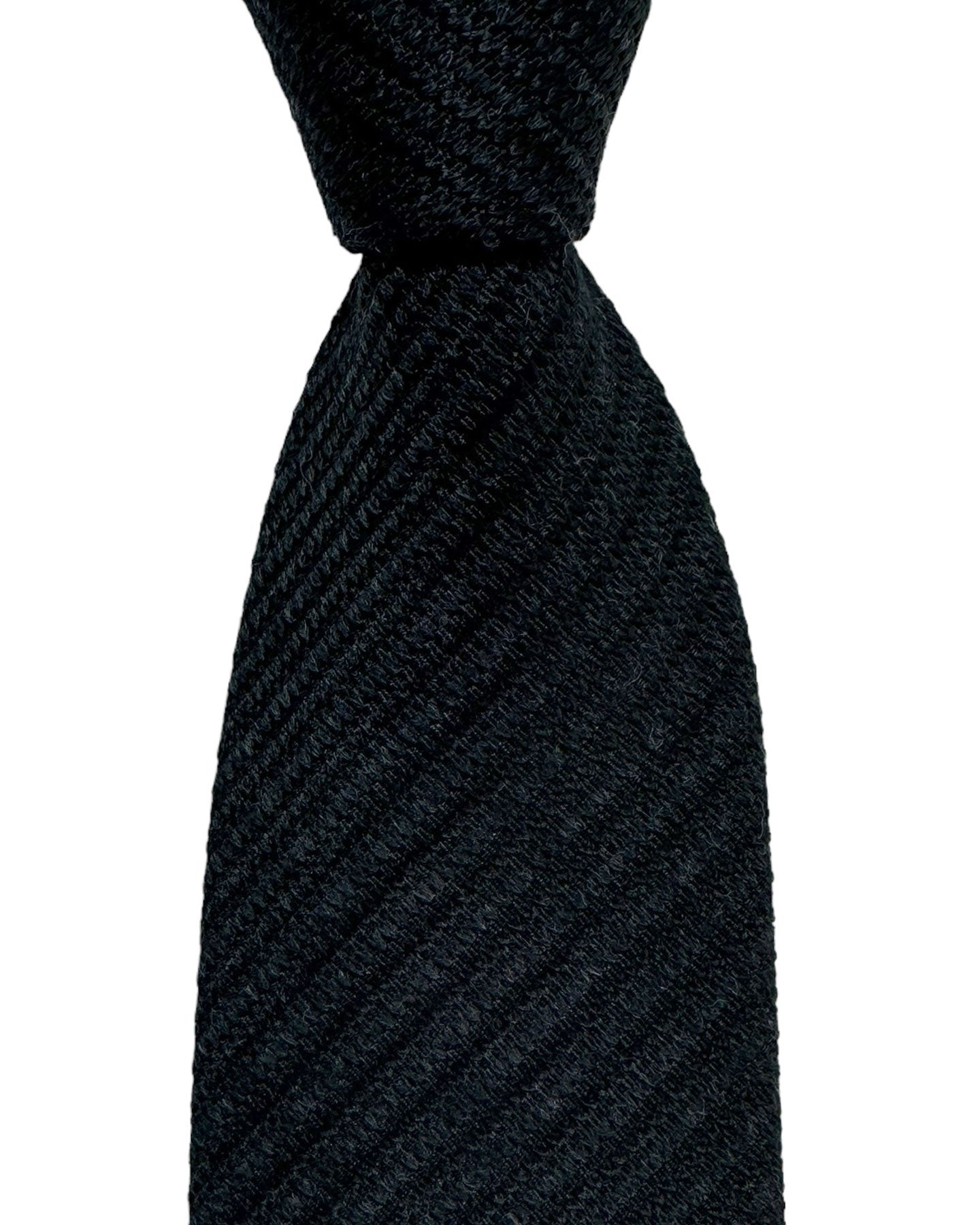 Tom Ford Silk Wool Tie Black Dark Blue Stripes