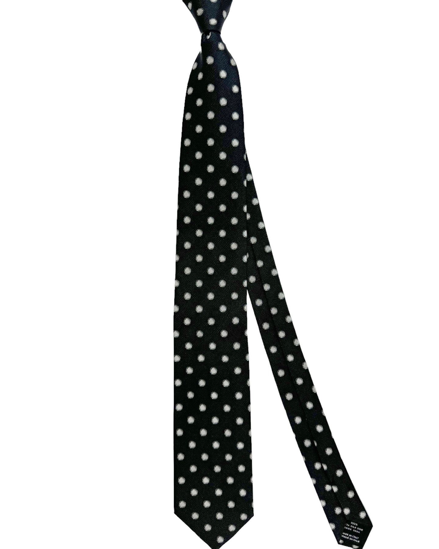 Tom Ford Silk Tie Black Silver Polka Dots