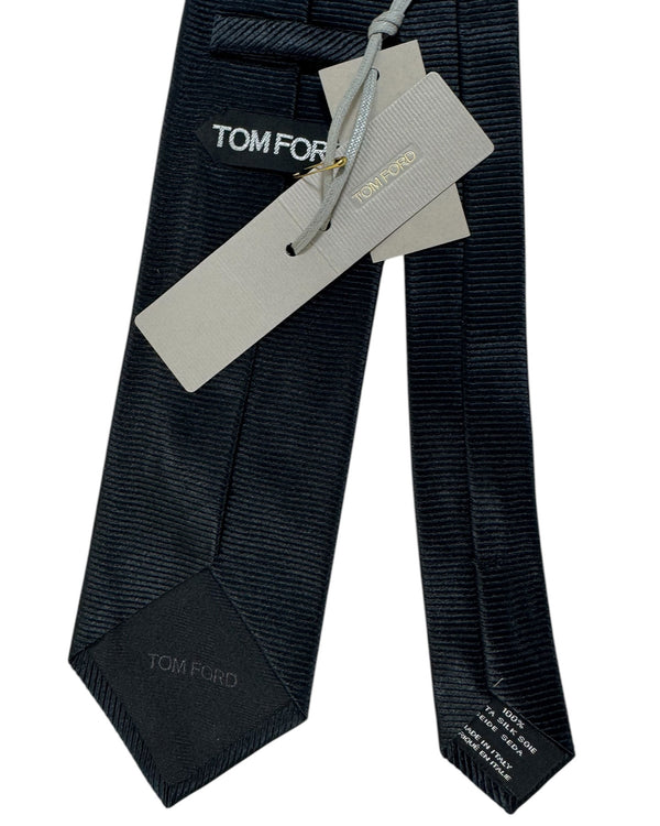 Tom Ford Silk Tie Black Grosgrain Design - Tie Deals