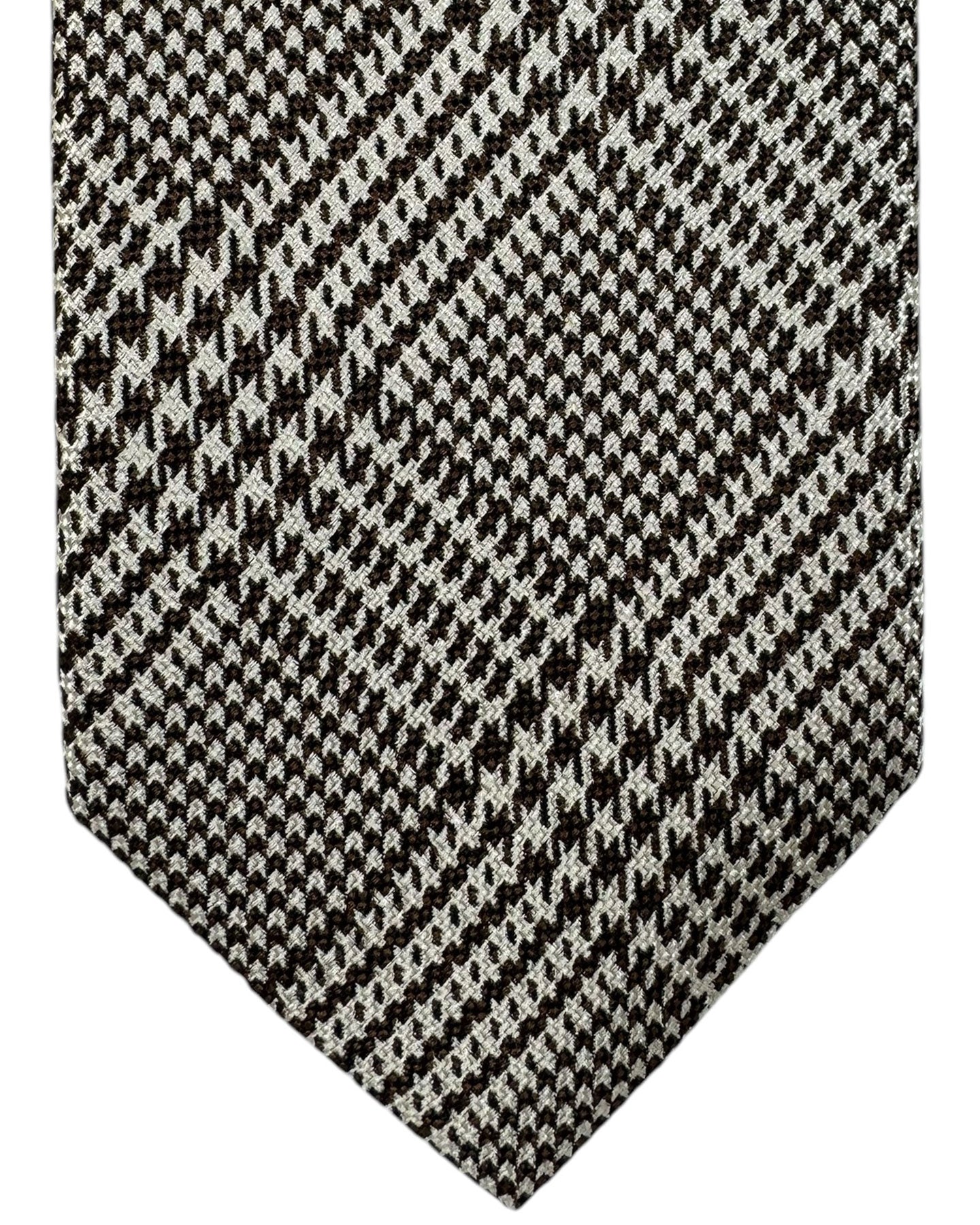 Tom Ford Silk Tie Dark Brown Houndstooth Glencheck