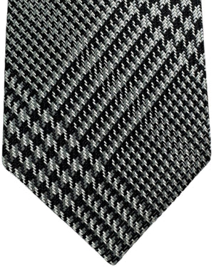 Tom Ford Tie Black Silver Houndstooth  - Wide Necktie