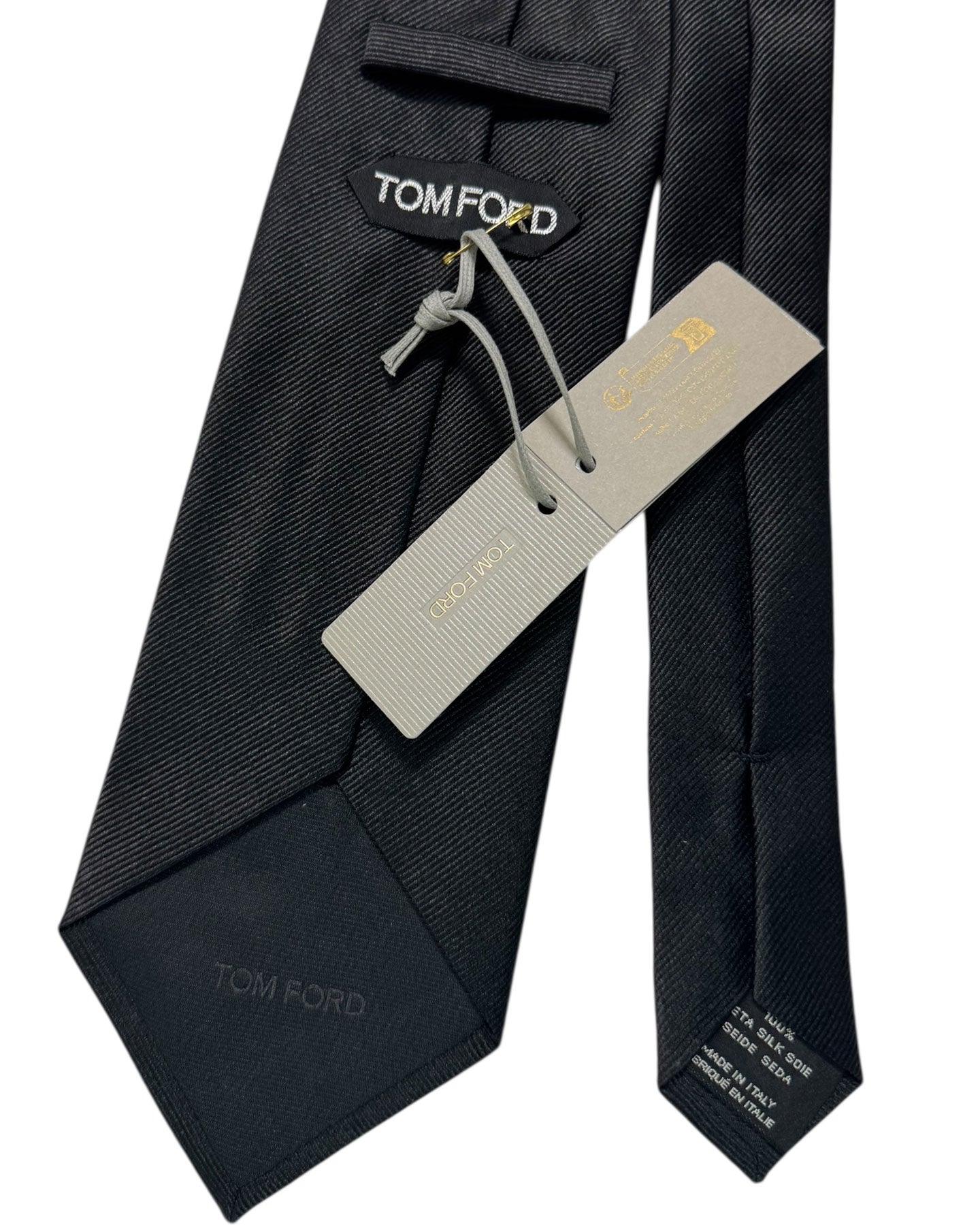 Tom Ford Tie Solid Black Grosgrain - Wide Necktie