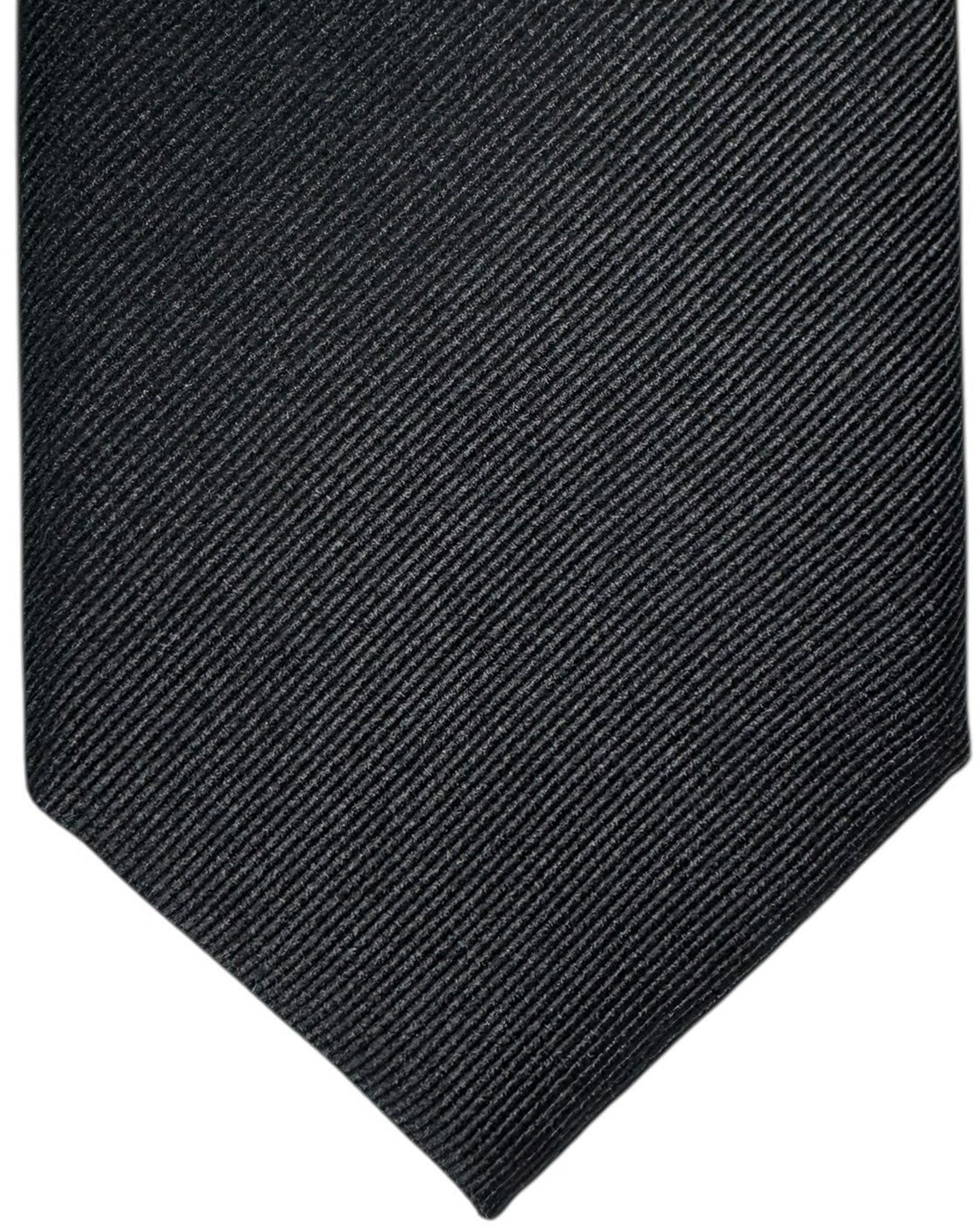 Tom Ford Tie Solid Black Grosgrain - Wide Necktie
