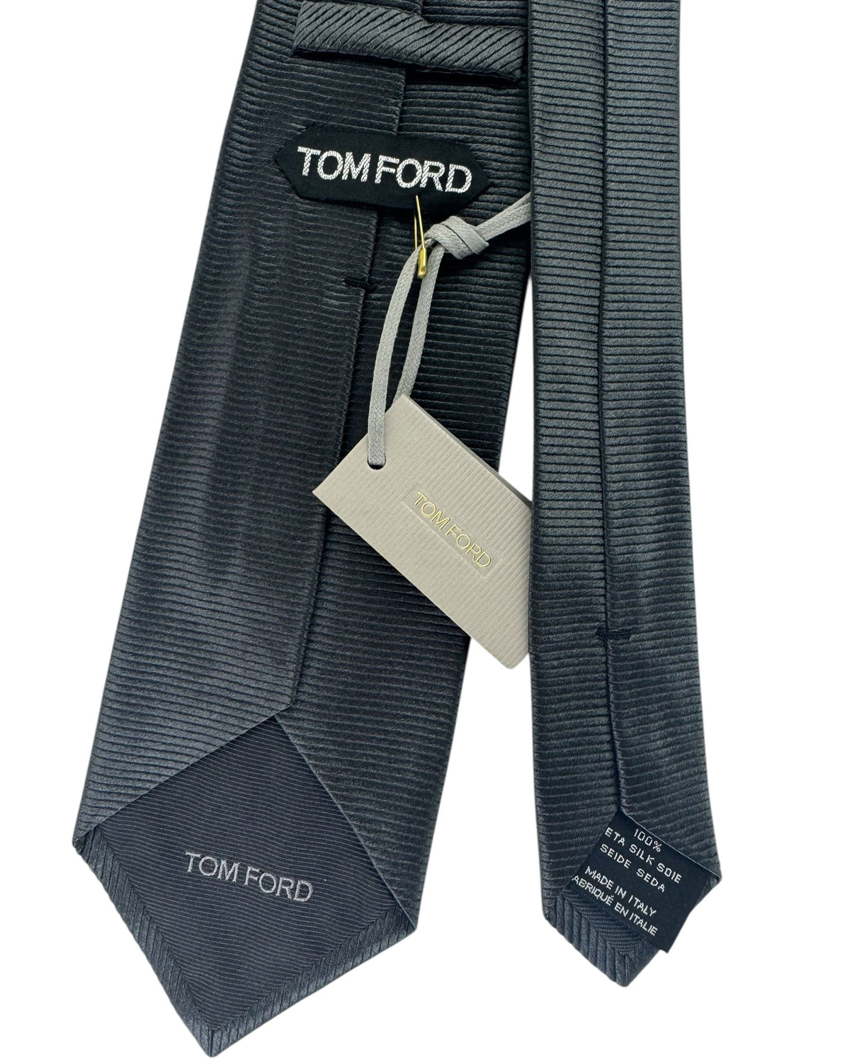 Tom Ford Silk Tie Dark Gray Grosgrain