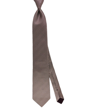Tom Ford Tie Silver Brown Herringbone - Wide Necktie