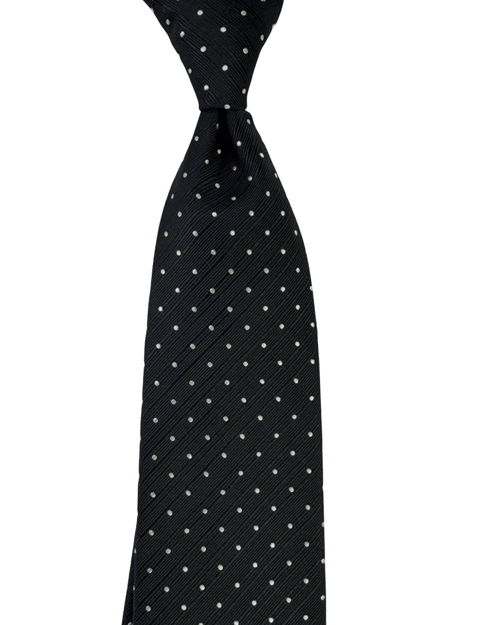 Tom Ford Silk Tie Black Silver Polka Dots 
