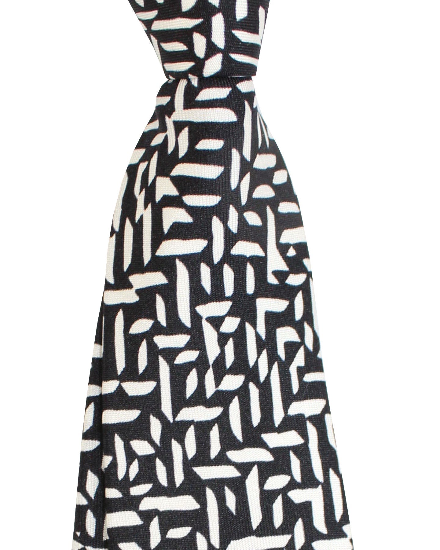 Ungaro Silk Tie Black White Geometric - Narrow Cut Designer Necktie