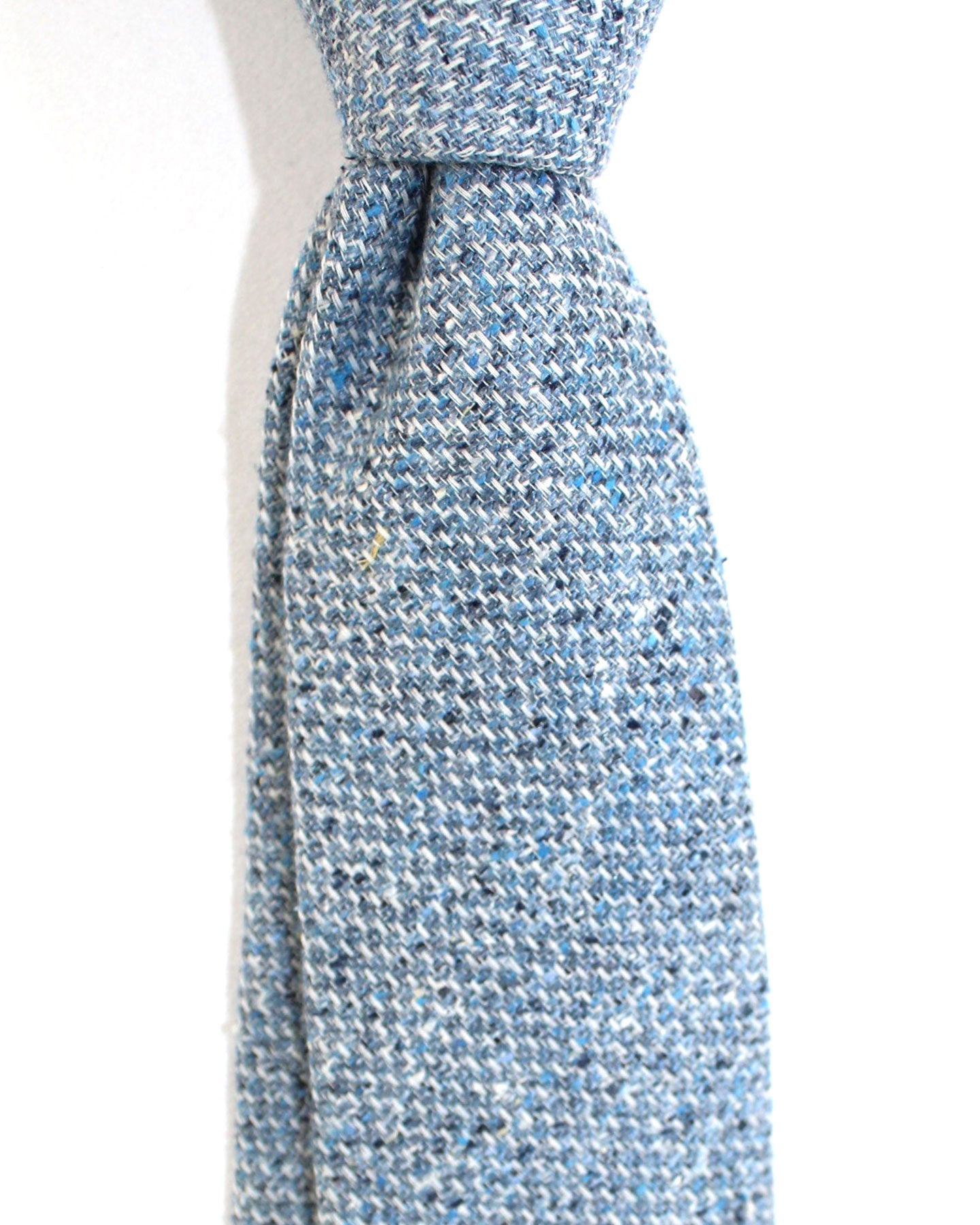 Ungaro Silk Cotton Tie Blue Gray Design - Narrow Cut Designer Necktie