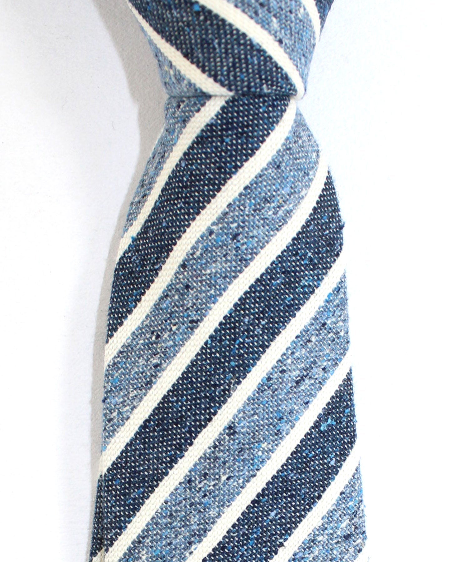 Ungaro Silk Tie Dark Blue Metallic Blue Stripes - Narrow Cut Designer Necktie