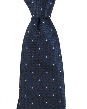 Massimo Valeri 11 Fold Tie Dark Blue Silver Dots 